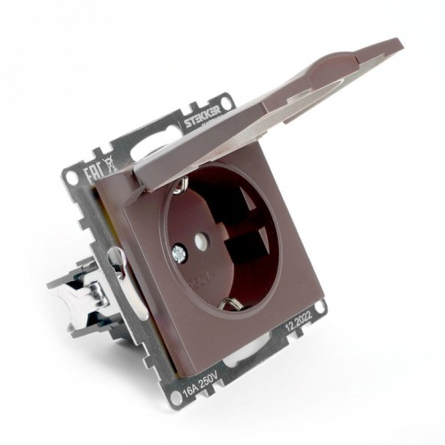 Розетка с заземлением и со шторкой, без рамки с крышкой Stekker Катрин 49029 в Нижнем Новгороде фото 4
