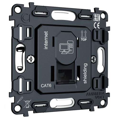 Механизм розетки телефонной RJ-11 со шторкам Ambrella Volt QUANT VM185 в Нижнем Новгороде фото 6