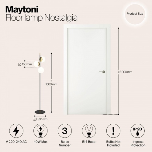 Торшер Maytoni Nostalgia MOD048FL-03G в Новой Ляле фото 3