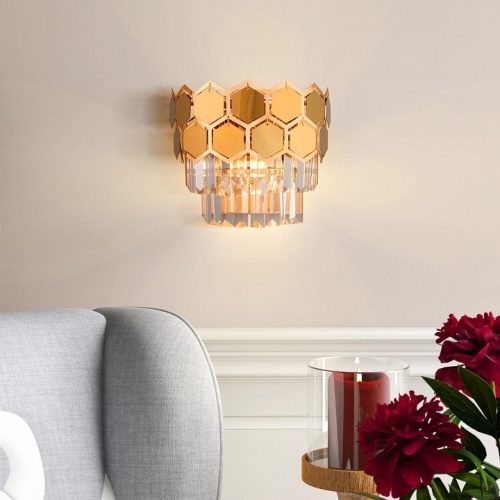 Накладной светильник Eurosvet Ariana 10124/2 золото/прозрачный хрусталь Strotskis (10113/2) в Нижнем Новгороде фото 5