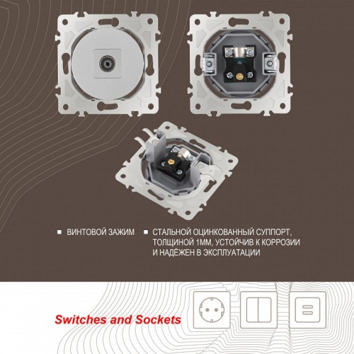 ТВ-розетка без рамки Arte Milano am-202 202.43-1.silver в Нижнем Новгороде фото 2