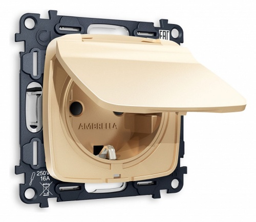 Розетка влагозащищенная с заземлением и со шторкой, без рамки с крышкой Ambrella Volt OMEGA MO608010 в Нижнем Новгороде