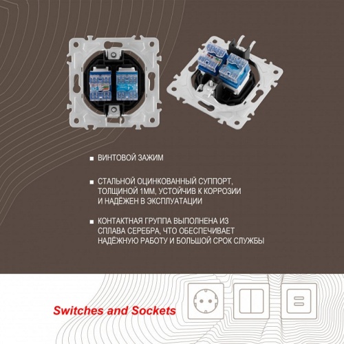 Розетка двойная RJ-11 и Ethernet RJ-45, без рамки Arte Milano am-202 202.44-1.shampan в Нижнем Новгороде фото 2