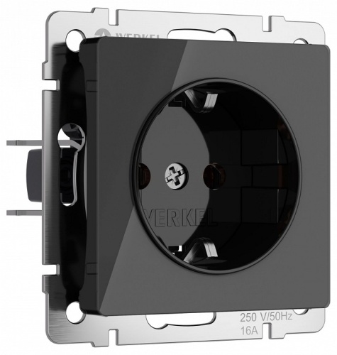 Розетка с заземлением, без рамки Werkel черный акрил W1171048 в Нижнем Новгороде