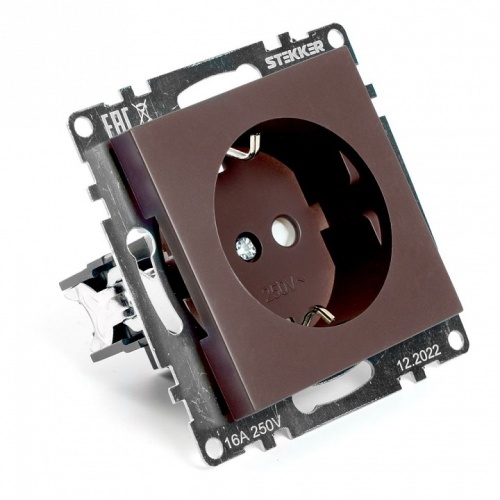 Розетка с заземлением и со шторкой, без рамки Stekker Катрин 49028 в Нижнем Новгороде фото 6