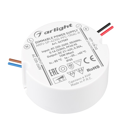 Блок питания ARPJ-SP-42350-PFC-TRIAC-R (15W, 21-42V, 350mA) (Arlight, IP65 Пластик, 5 лет) в Гагарине фото 2