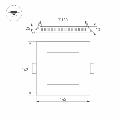 Светильник DL-142x142M-13W Day White (Arlight, IP40 Металл, 3 года) в Волгограде фото 2