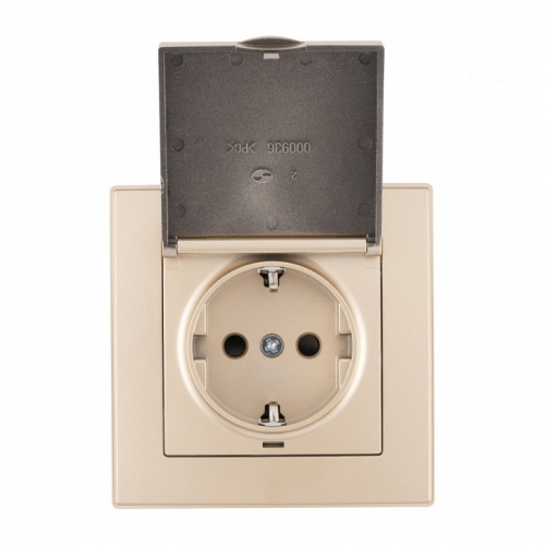 Розетка с заземлением и шторкой, с крышкой Arte Milano SET06-1 SET06-1-41-1 shampan в Нижнем Новгороде