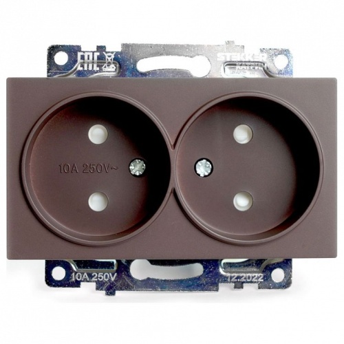 Розетка двойная без заземления и со шторкой, без рамки Stekker Катрин 49026 в Нижнем Новгороде