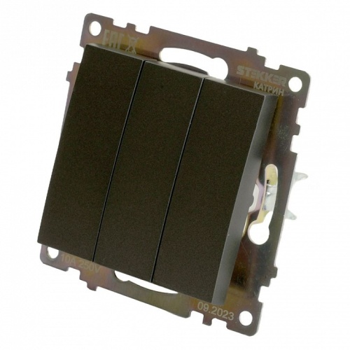 Выключатель трехклавишный без рамки Stekker Катрин 49415 в Нижнем Новгороде фото 6