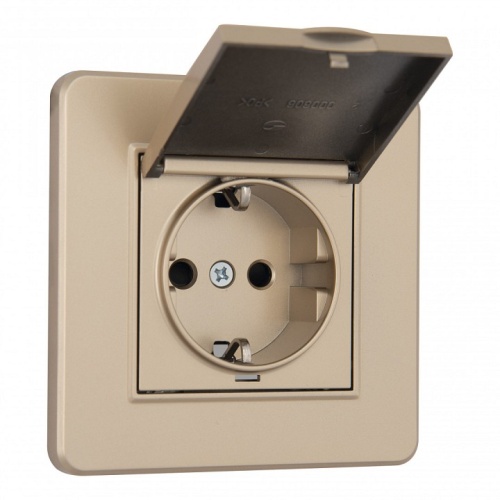 Розетка с заземлением и шторкой, с крышкой Arte Milano SET16-1 SET16-1-41-1 shampan в Нижнем Новгороде фото 4