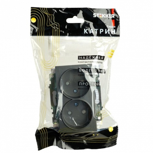 Розетка двойная без заземления и со шторкой, без рамки Stekker Катрин 49421 в Нижнем Новгороде фото 8