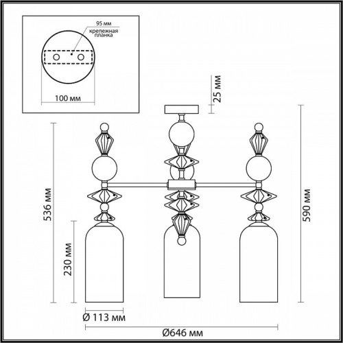 Потолочная люстра Odeon Light Bizet 4855/3C в Соколе фото 4