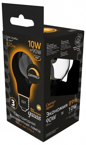 Лампа светодиодная Gauss 1022 E27 10Вт 2700K 102202110-D в Нижнем Новгороде фото 2
