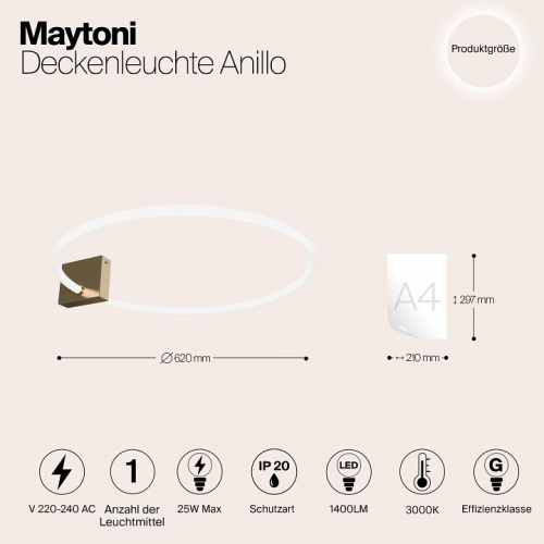 Накладной светильник Maytoni Anillo MOD315CL-L25G3K в Сельцо фото 5