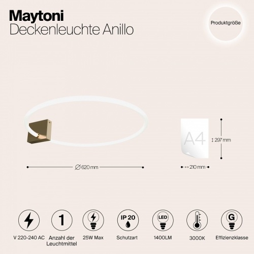 Накладной светильник Maytoni Anillo MOD315CL-L25G3K в Симферополе фото 4