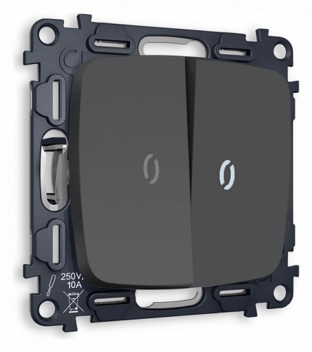 Выключатель проходной двухклавишный с подсветкой без рамки Ambrella Volt OMEGA MO904035 в Нижнем Новгороде