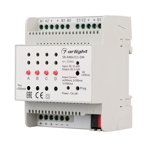 Контроллер тока SR-KN041CC-DIN (12-48V, 4x350/700mA) (Arlight, -) в Яранске фото 2