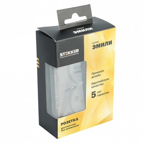 Розетка двойная без заземления и со шторкой Stekker Эмили 49929 в Нижнем Новгороде фото 5
