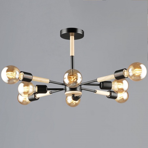 Люстра на штанге 99960 99960-0.3-08 BK+WOOD в Нижнем Новгороде