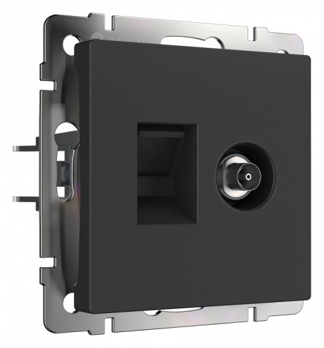 ТВ-розетка и розетка Ethernet RJ-45 без рамки Werkel черный матовый W1181308 в Нижнем Новгороде