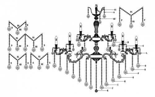 Подвесная люстра Lucia Tucci Barletta BARLETTA 122.16.8.6 antique в Нижнем Новгороде фото 2