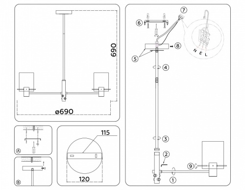 Люстра на штанге Ambrella Light HIGH LIGHT LH57031 в Нижнем Новгороде фото 6
