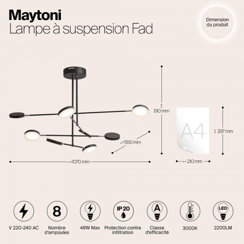 Люстра на штанге Maytoni Fad MOD070PL-L48B3K в Белово фото 6