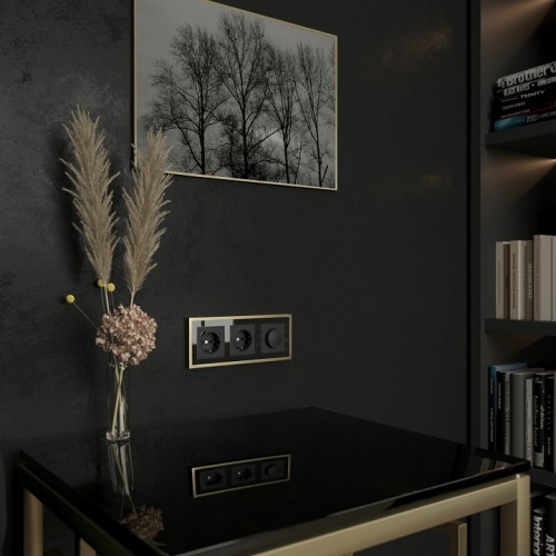 Рамка на 3 поста Werkel Baguette (черный/латунь) W0032852 в Нижнем Новгороде фото 2