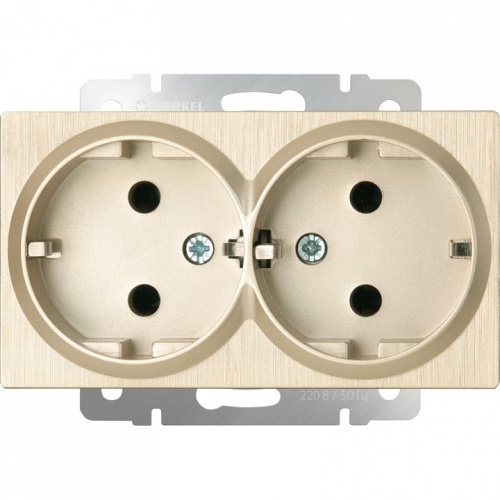 Розетка двойная с заземлением, без рамки Werkel шампань рифленый W1172010 в Нижнем Новгороде фото 2
