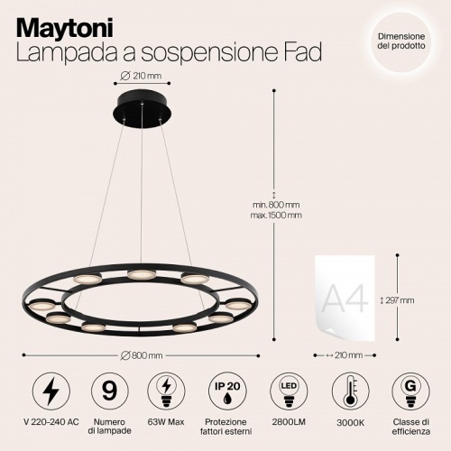 Подвесной светильник Maytoni Fad MOD070PL-L63B3K в Похвистнево фото 12