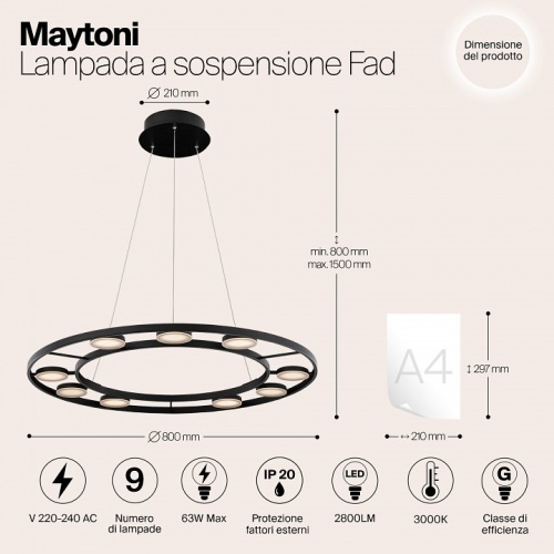 Подвесной светильник Maytoni Fad MOD070PL-L63B3K в Архангельске фото 12