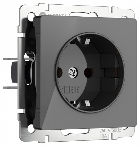 Розетка с заземлением и со шторками, без рамки Werkel графит акрил W1171144 в Нижнем Новгороде