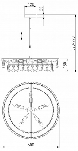 Люстра на штанге Eurosvet Sophie 60165/6 латунь в Арзамасе фото 3