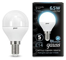 Лампа светодиодная Gauss LED Globe E14 6.5Вт 4100K 105101207 в Нижнем Новгороде