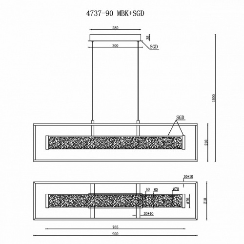 Подвесной светильник iLedex Look 4737-90 MBK+SGD в Нижнем Новгороде фото 3