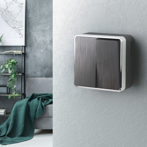 Выключатель двухклавишный Werkel Gallant (графит рифленый) W5020004 в Нижнем Новгороде фото 2