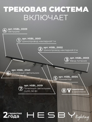 Комплект трековый Hesby Lighting №5 однофазная накладная Skylite HSBL_kompl_S005_NI3B3K в Нижнем Новгороде фото 9