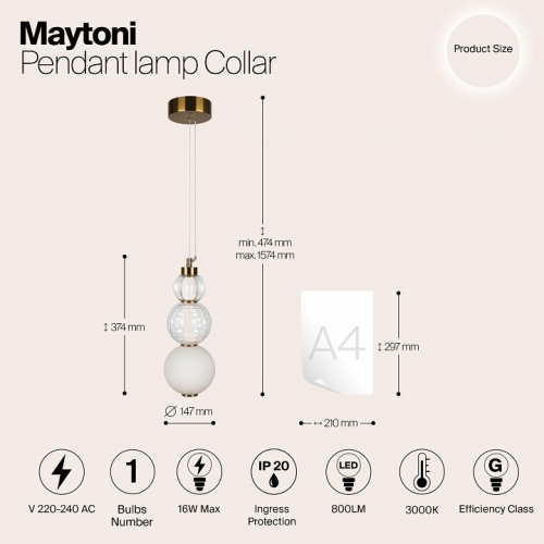 Подвесной светильник Maytoni Collar P069PL-L16G3K в Нижнем Новгороде фото 6