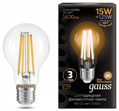 Лампа светодиодная Gauss Filament E27 15Вт 2700K 102902115 в Нижнем Новгороде фото 6