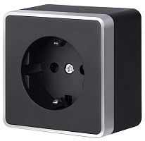 Розетка с заземлением и со шторкой Werkel Gallant (черный с серебром) W5071134 в Нижнем Новгороде