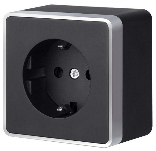 Розетка с заземлением и со шторкой Werkel Gallant (черный с серебром) W5071134 в Нижнем Новгороде