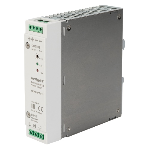 Блок питания ARV-DRP70-12 (12V, 5A, 60W) (Arlight, IP20 DIN-рейка) в Сургуте фото 2