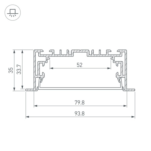 Профиль с экраном S2-LINIA94-F-2500 ANOD+OPAL (Arlight, Алюминий) в Карасук