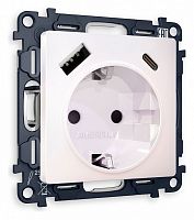 Розетка с заземлением и 2хUSB type A и C, без рамки Ambrella Volt ALFA MA210010 в Нижнем Новгороде