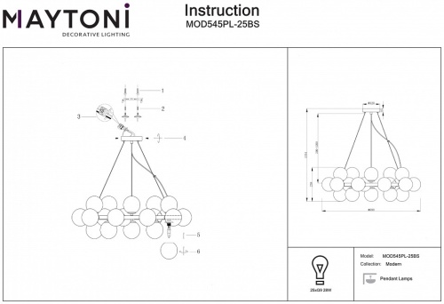 Подвесная люстра Maytoni Dallas MOD545PL-25BS в Нижнем Новгороде фото 3