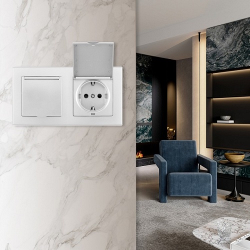 Розетка влагозащищенная с заземлением и со шторкой с крышкой Arte Milano SET06-2 SET06-2-41-1x2 silver в Нижнем Новгороде фото 2