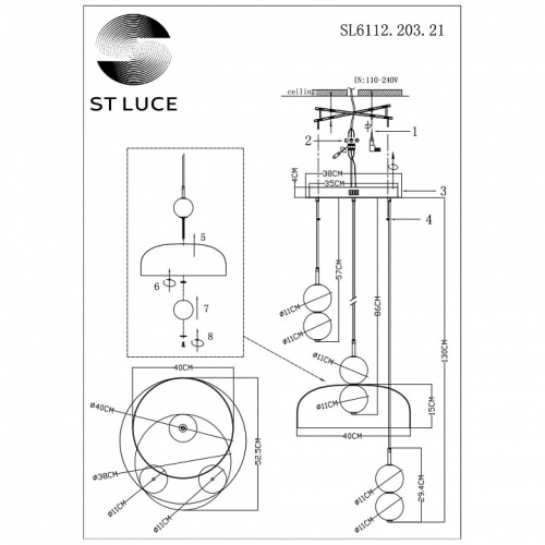 Подвесной светильник ST-Luce Ode SL6112.203.21 в Советске фото 2