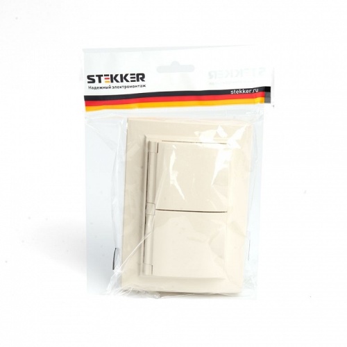 Розетка двойная с заземлением и со шторками, с крышкой Stekker Эрна 49137 в Нижнем Новгороде фото 4