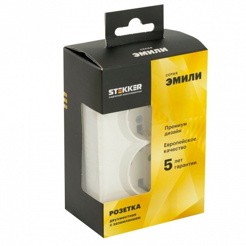 Розетка двойная с заземлением и со шторкой Stekker Эмили 49882 в Нижнем Новгороде фото 6